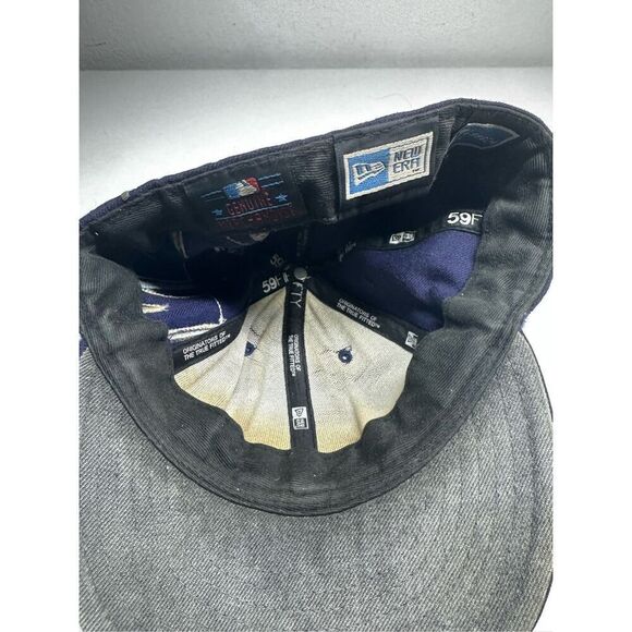 New York Yankees Hat Cap New Era Size 7 1/2 Fitted 59Fifty Wool Y2K Blue - Picture 9 of 13